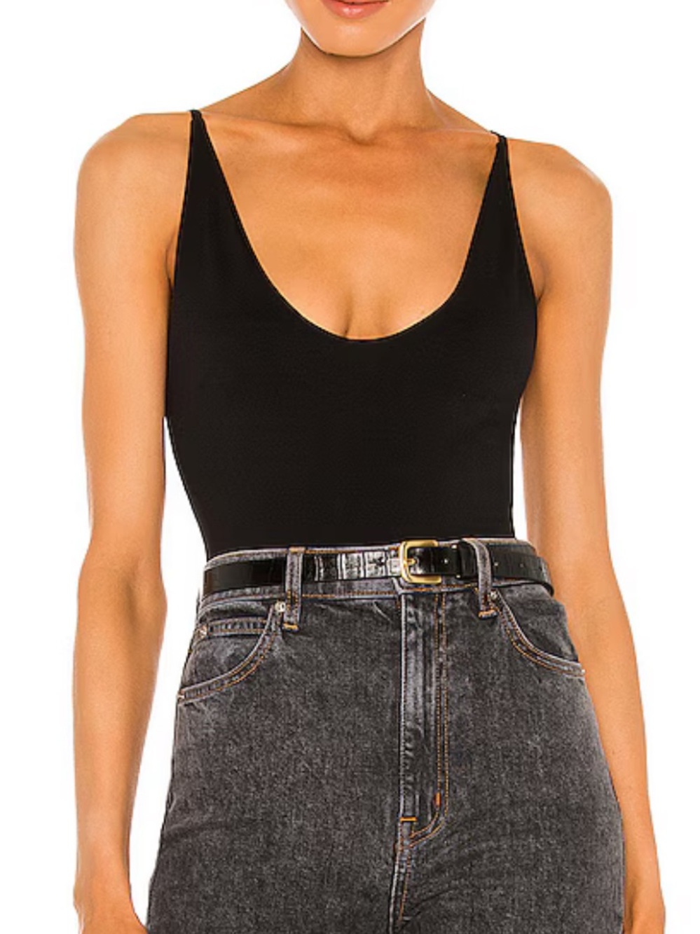 FREE PEOPLE By Together Black Plunge-Neck Camisole